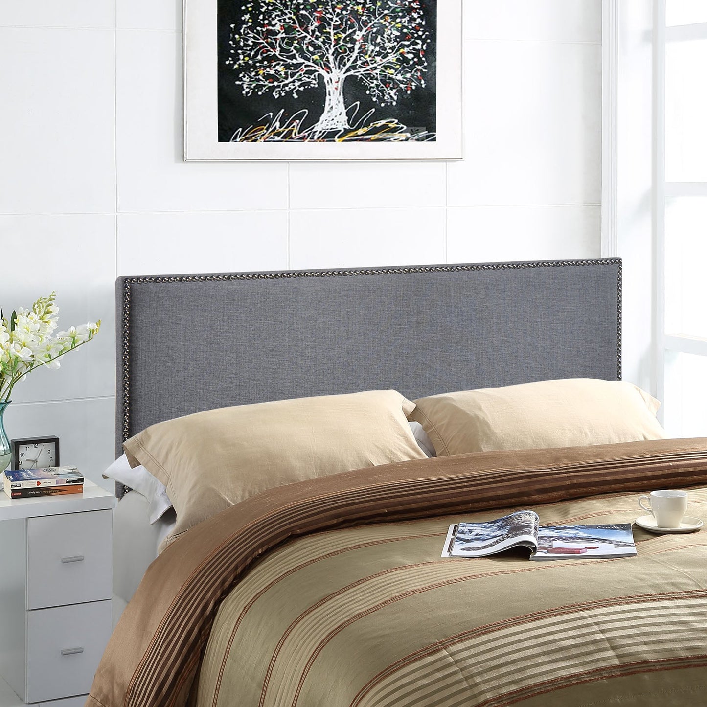 Region Nailhead Upholstered Queen Headboard by Modway