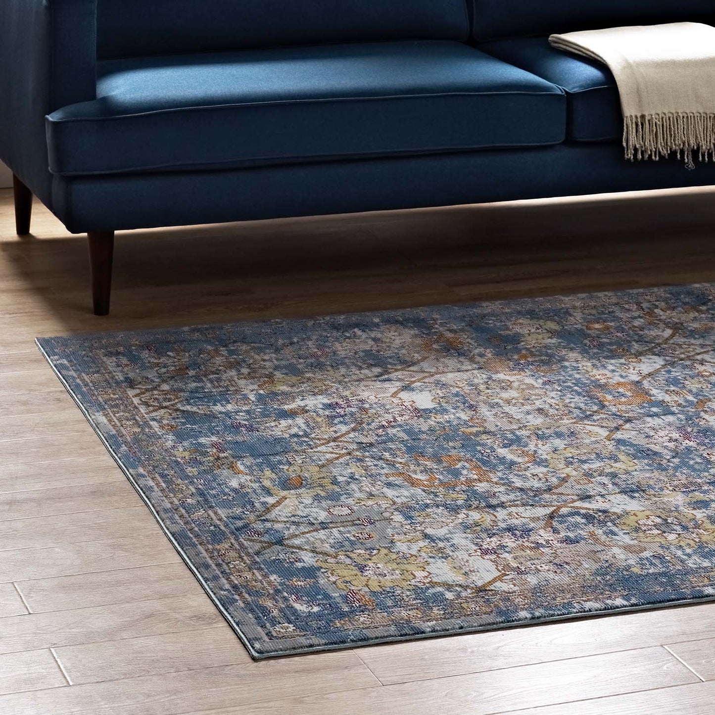 Minu Distressed Floral Lattice 8x10 Area Rug by Modway
