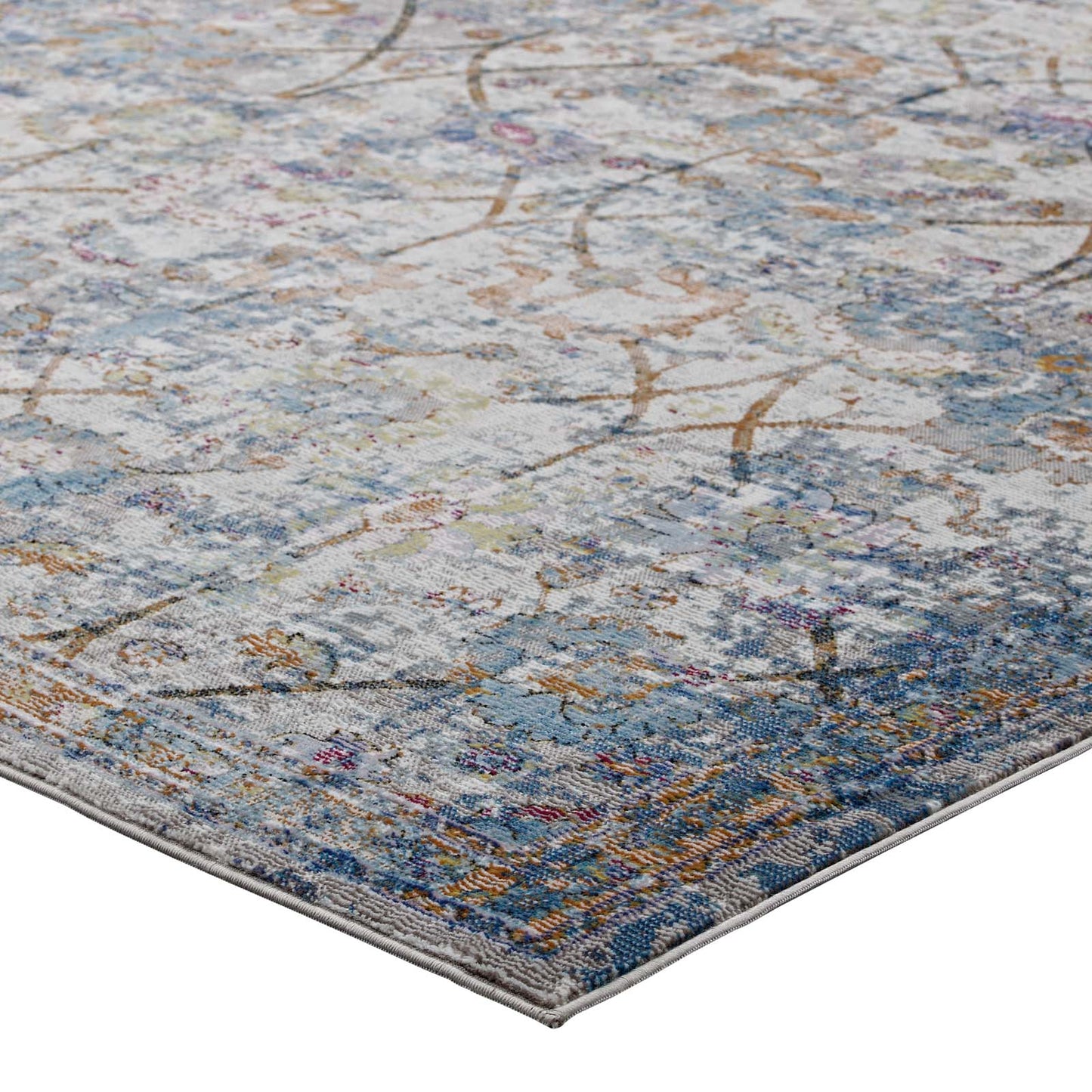 Minu Distressed Floral Lattice 8x10 Area Rug by Modway