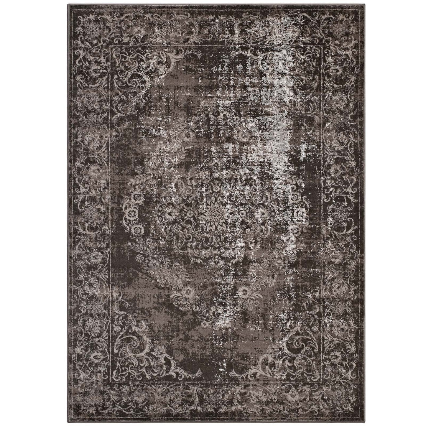 Gamela Rustic Vintage Ornate Floral Medallion 5x8 Area Rug by Modway