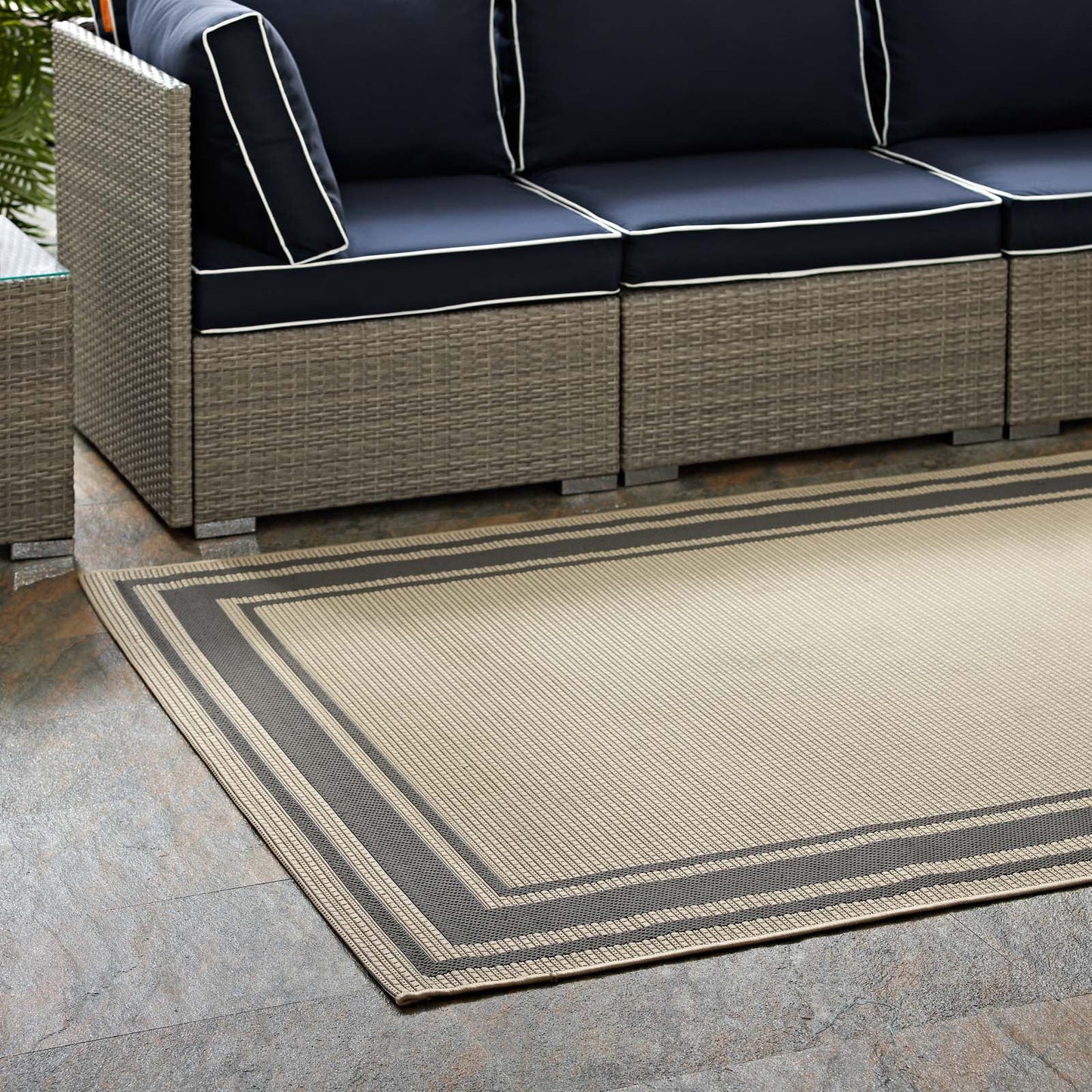 Rim Solid Border Indoor and Outdoor 8x10 Area Rug by Modway