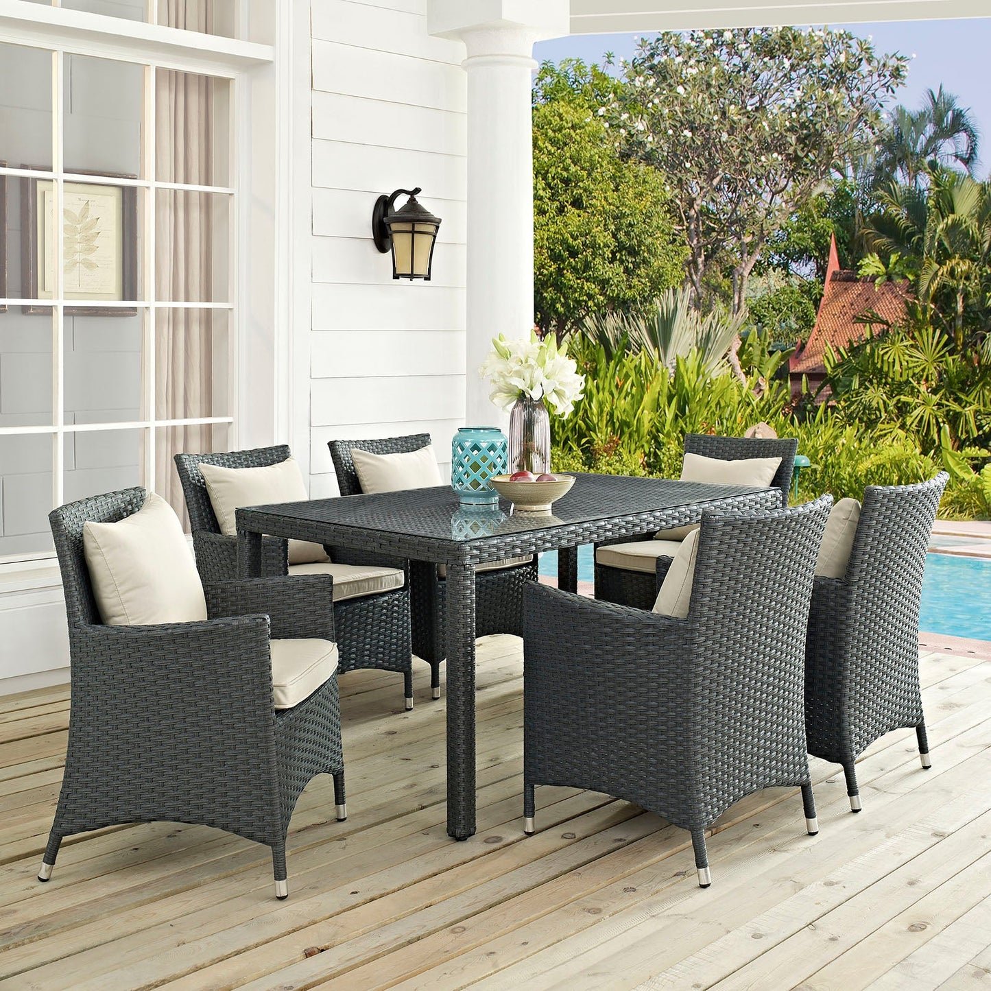 Sojourn 7 Piece Outdoor Patio Sunbrella¨ Dining Set by Modway