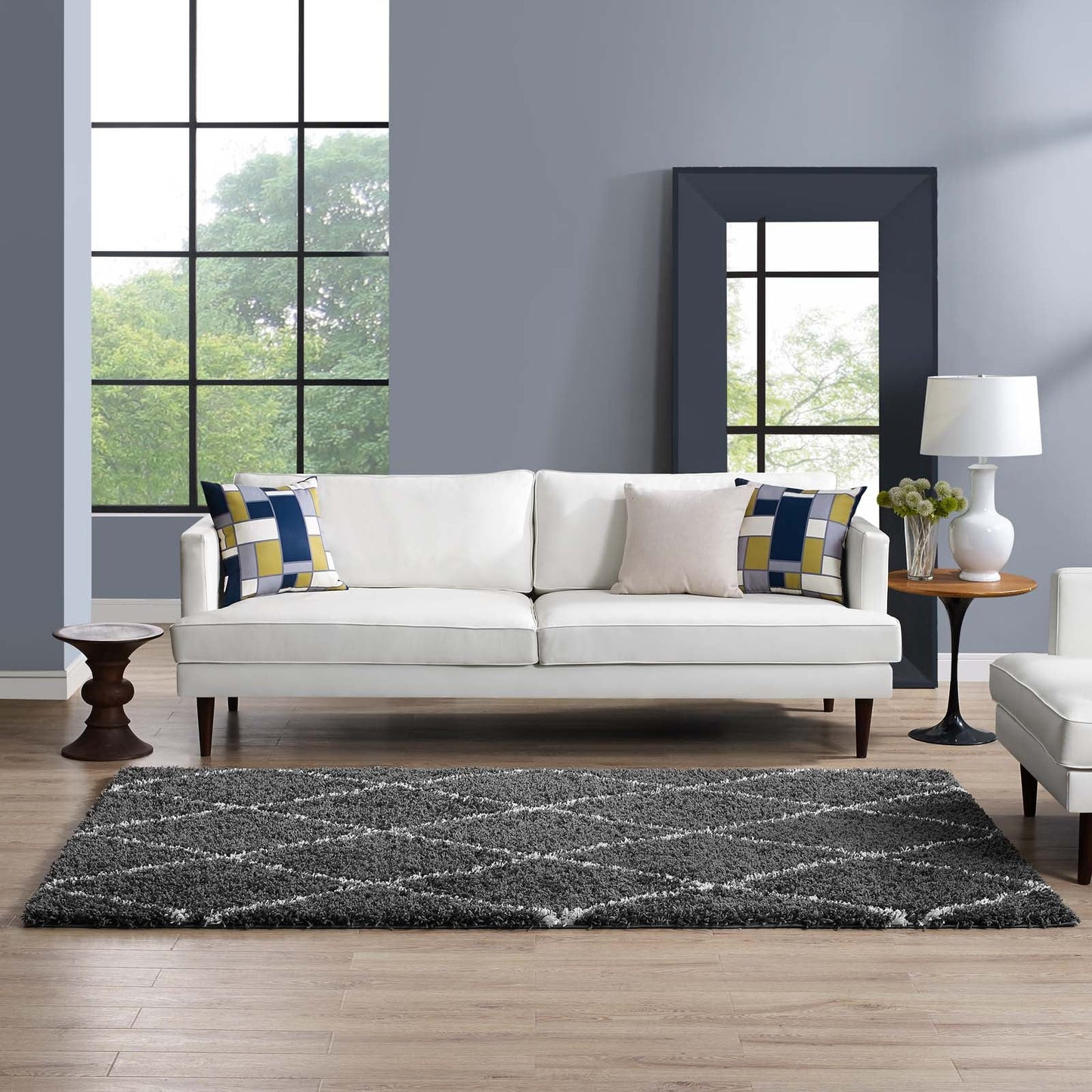 Toryn Diamond Lattice 5x8 Shag Area Rug by Modway