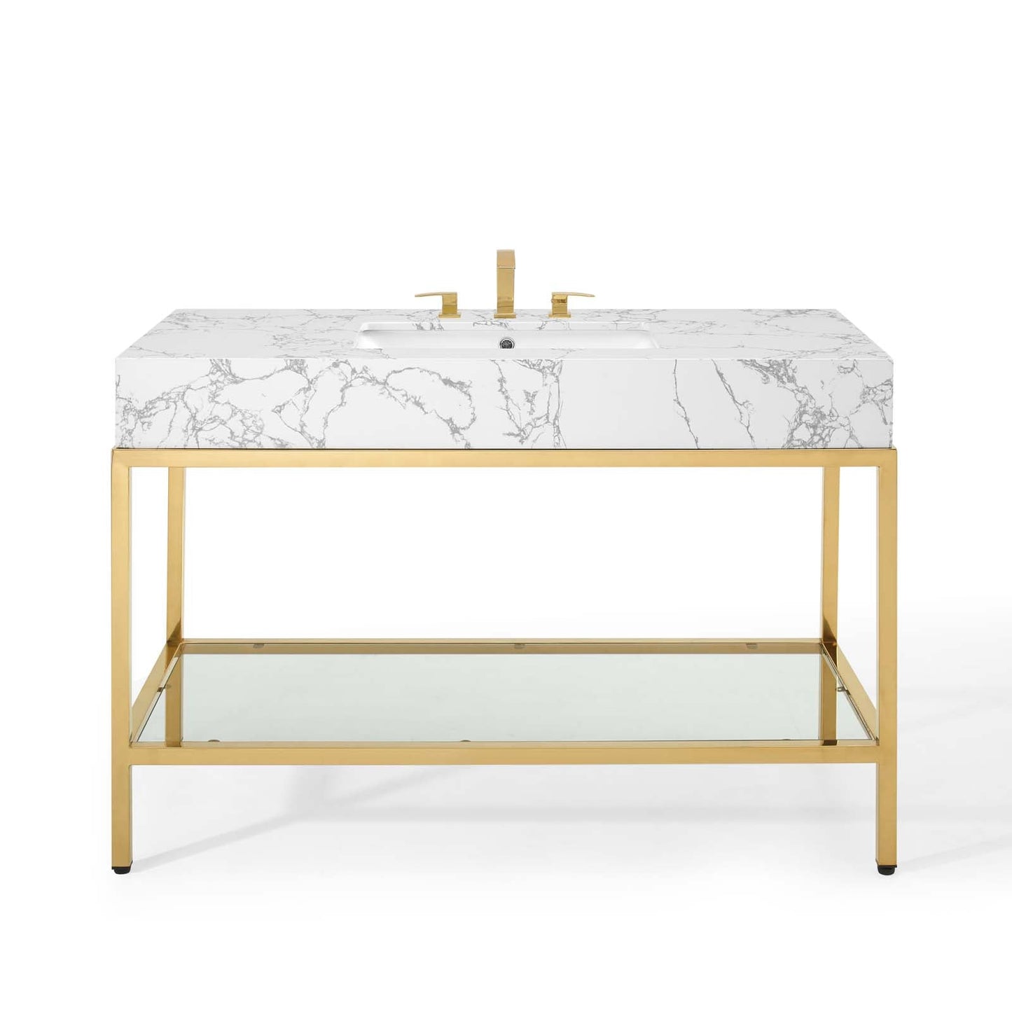 Kingsley 50" Gold Stainless Steel Bathroom Vanity by Modway