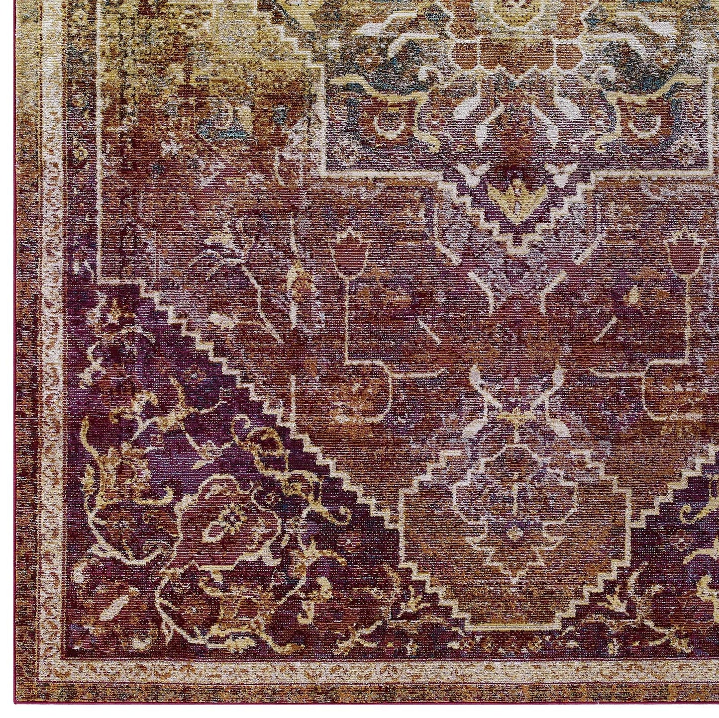 Success Kaede Transitional Distressed Vintage Floral Vintage Medallion 5x8 Area Rug by Modway