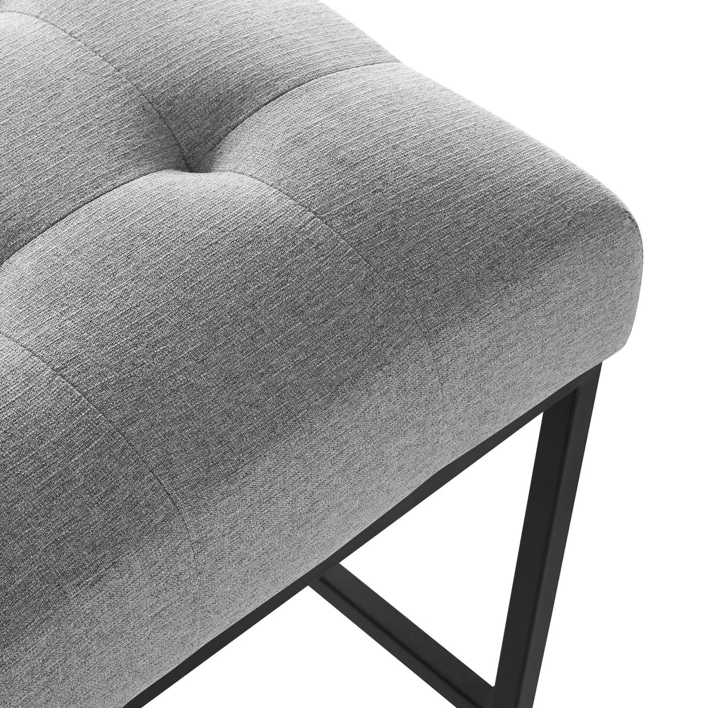 Privy Black Stainless Steel Upholstered Fabric Counter Stool by Modway