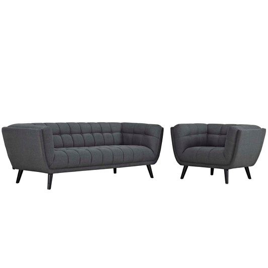 Bestow 2 Piece Upholstered Fabric Sofa and Armchair Set by Modway