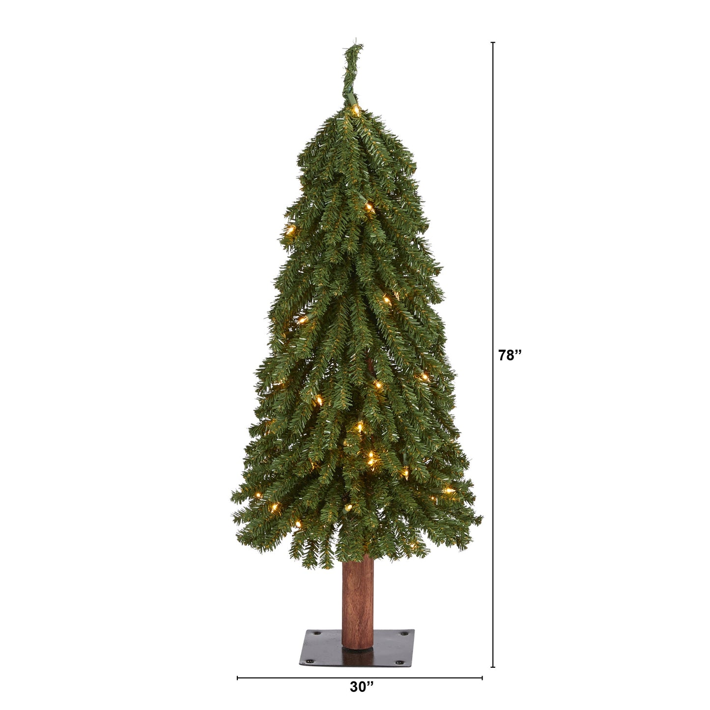 3' Grand Alpine Artificial Christmas Tree with 50 Clear Lights w/Natural Trunk