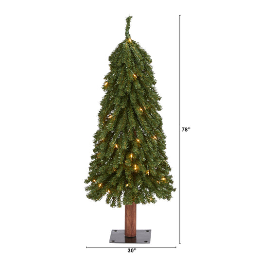 3' Grand Alpine Artificial Christmas Tree with 50 Clear Lights w/Natural Trunk