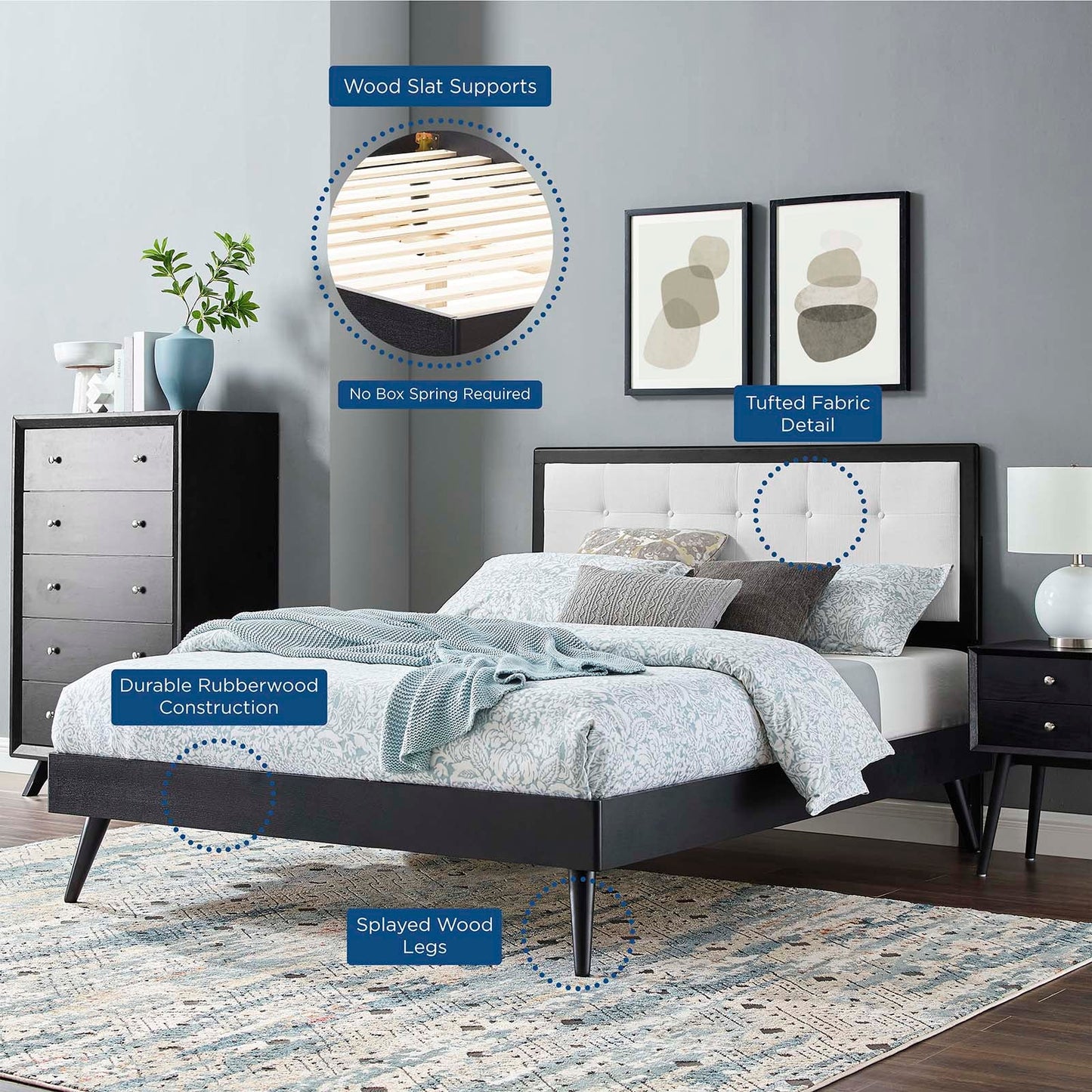 Willow Wood King Platform Bed With Splayed Legs by Modway