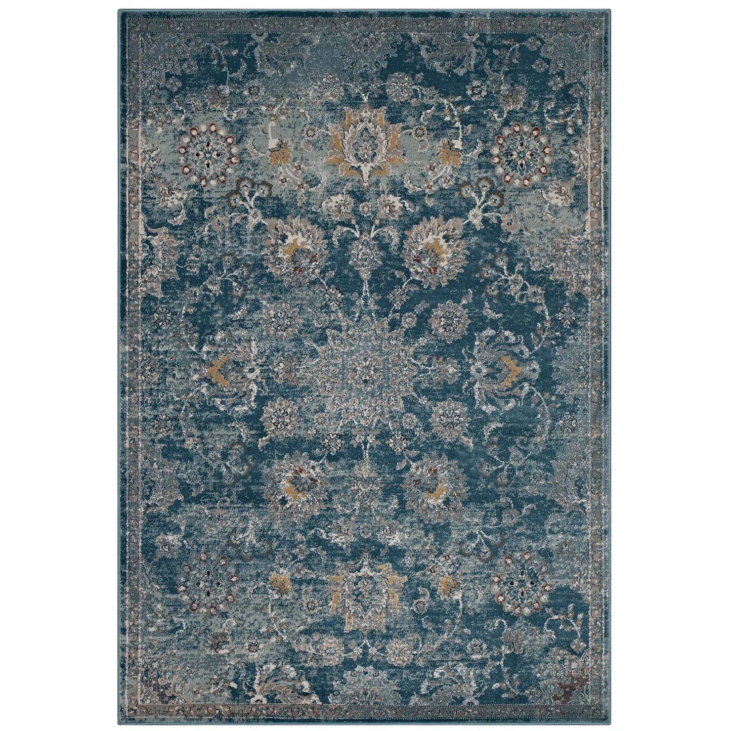 Cynara Distressed Floral Vintage Medallion 8x10 Area Rug by Modway