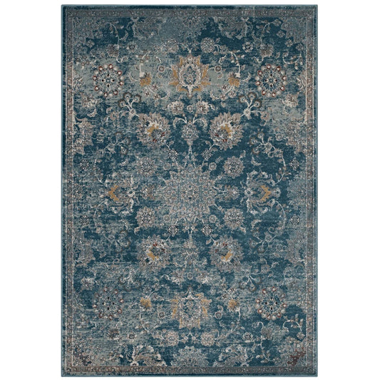 Cynara Distressed Floral Vintage Medallion 8x10 Area Rug by Modway