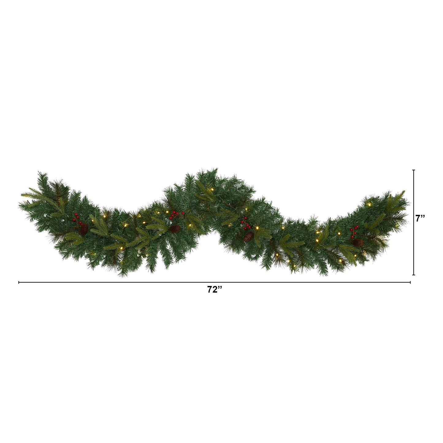 6' Mixed Pine Artificial Christmas Garland w/ 35 Clear LED Lights