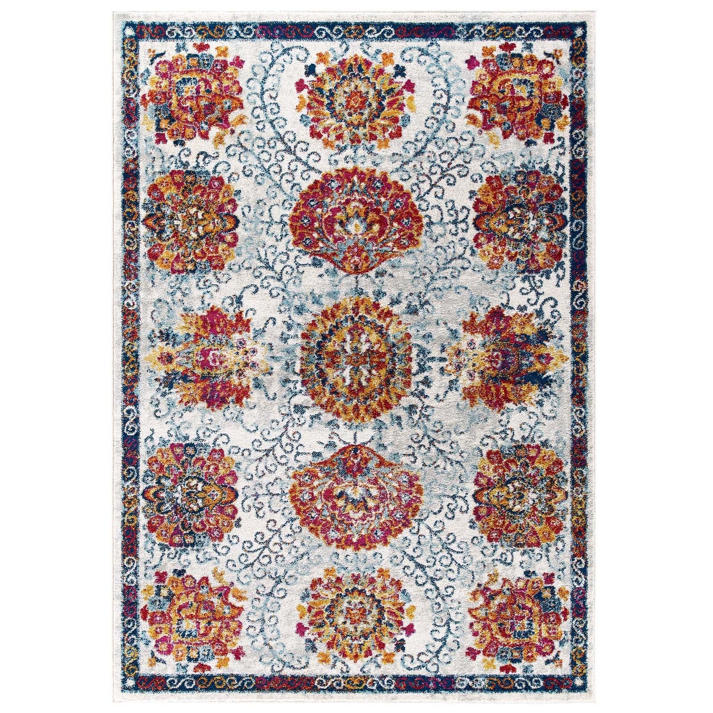 Entourage Kensie Distressed Floral Moroccan Trellis 5x8 Area Rug by Modway
