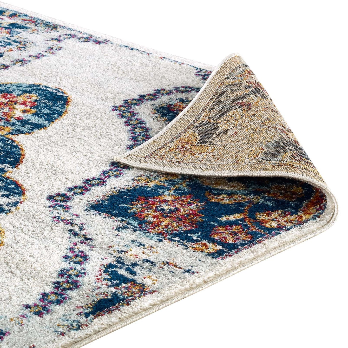 Entourage Malia Distressed Vintage Floral Vintage Medallion 5x8 Area Rug by Modway