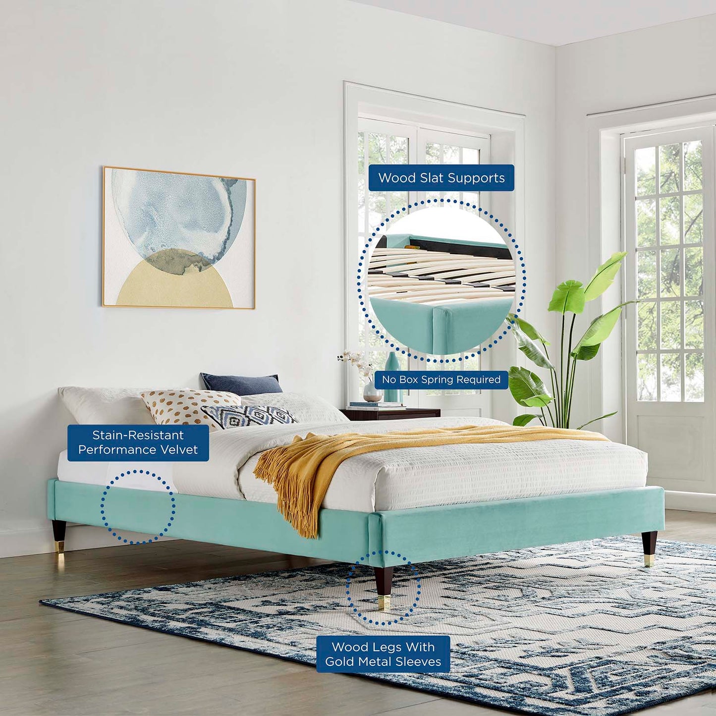Harlow Performance Velvet Full Platform Bed Frame by Modway