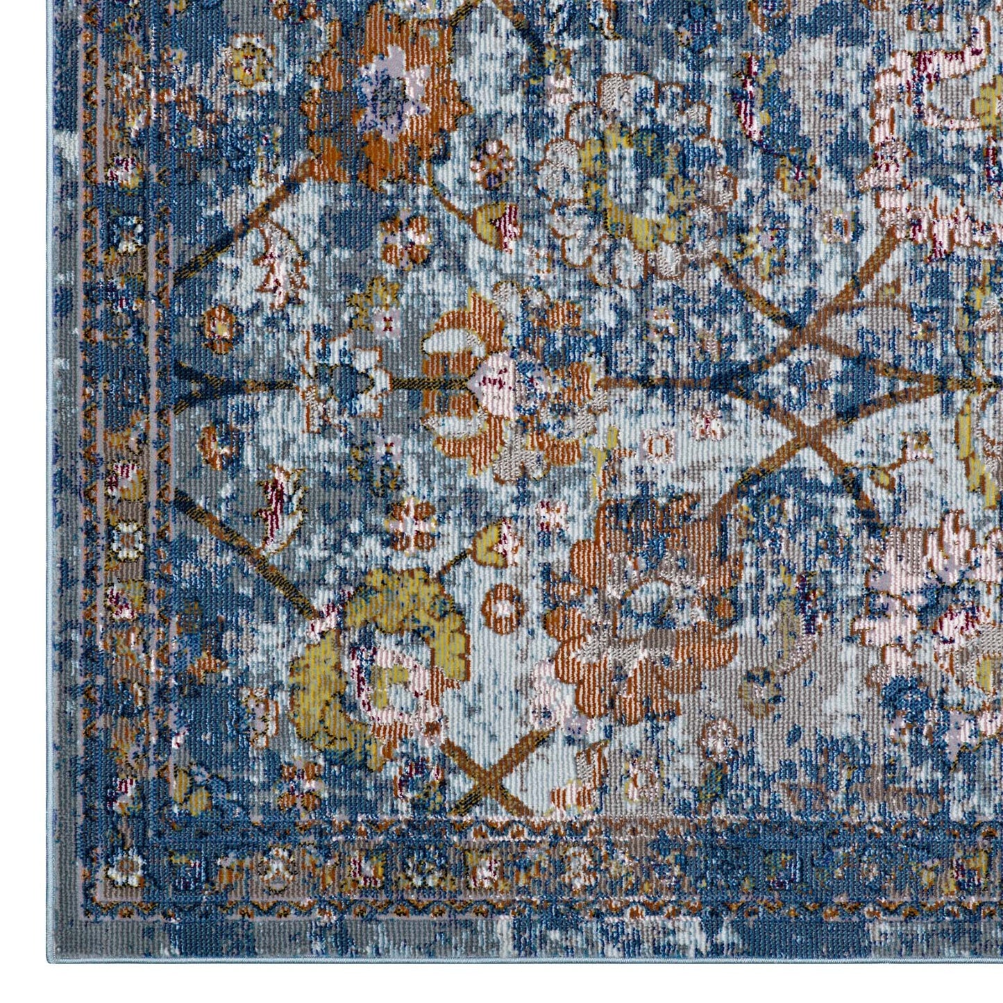 Minu Distressed Floral Lattice 4x6 Area Rug by Modway