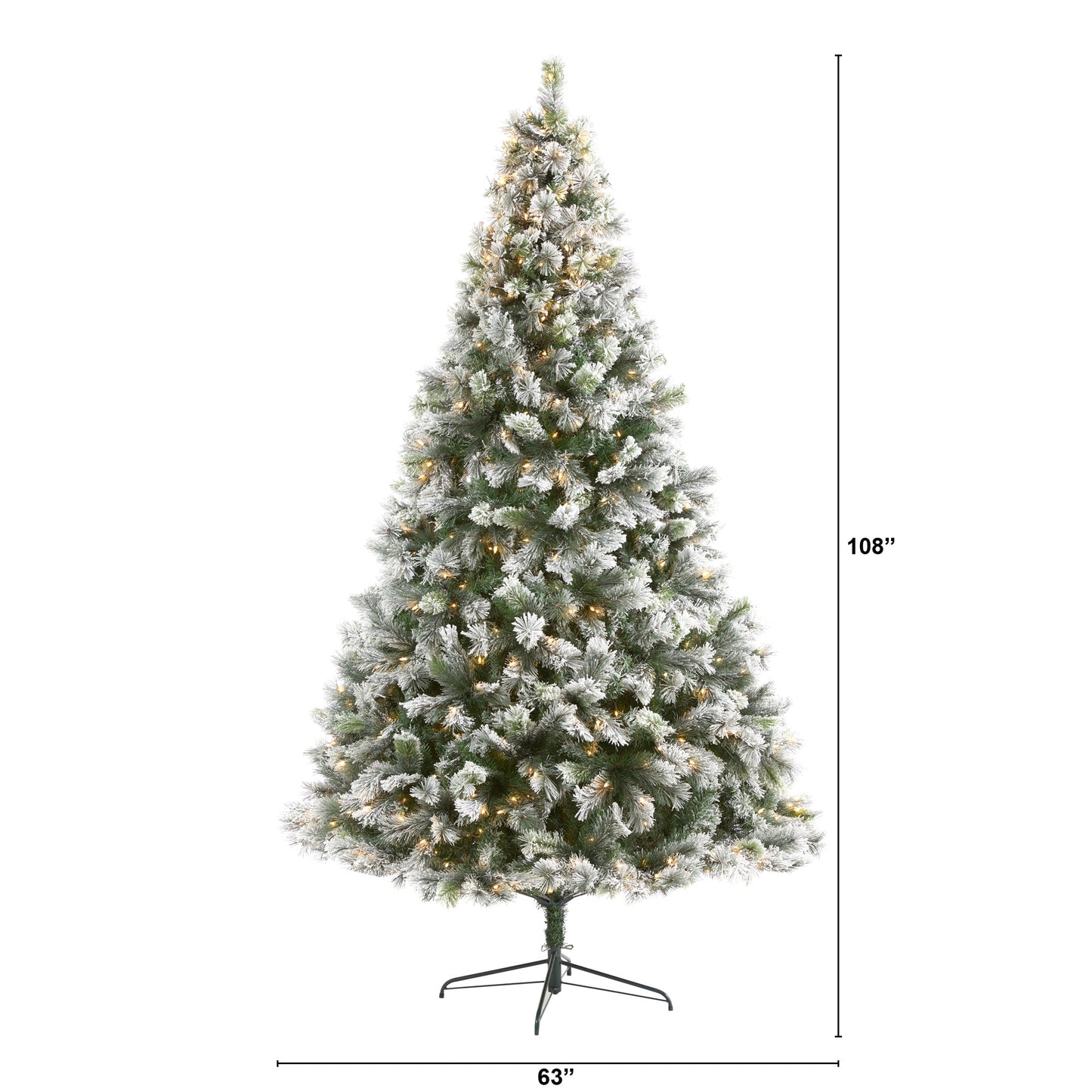 9' Flocked Oregon Pine Artificial Christmas Tree with 600 Clear Lights