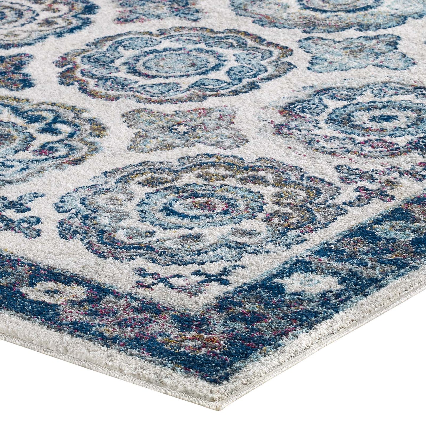 Entourage Odile Distressed Floral Moroccan Trellis 8x10 Area Rug by Modway