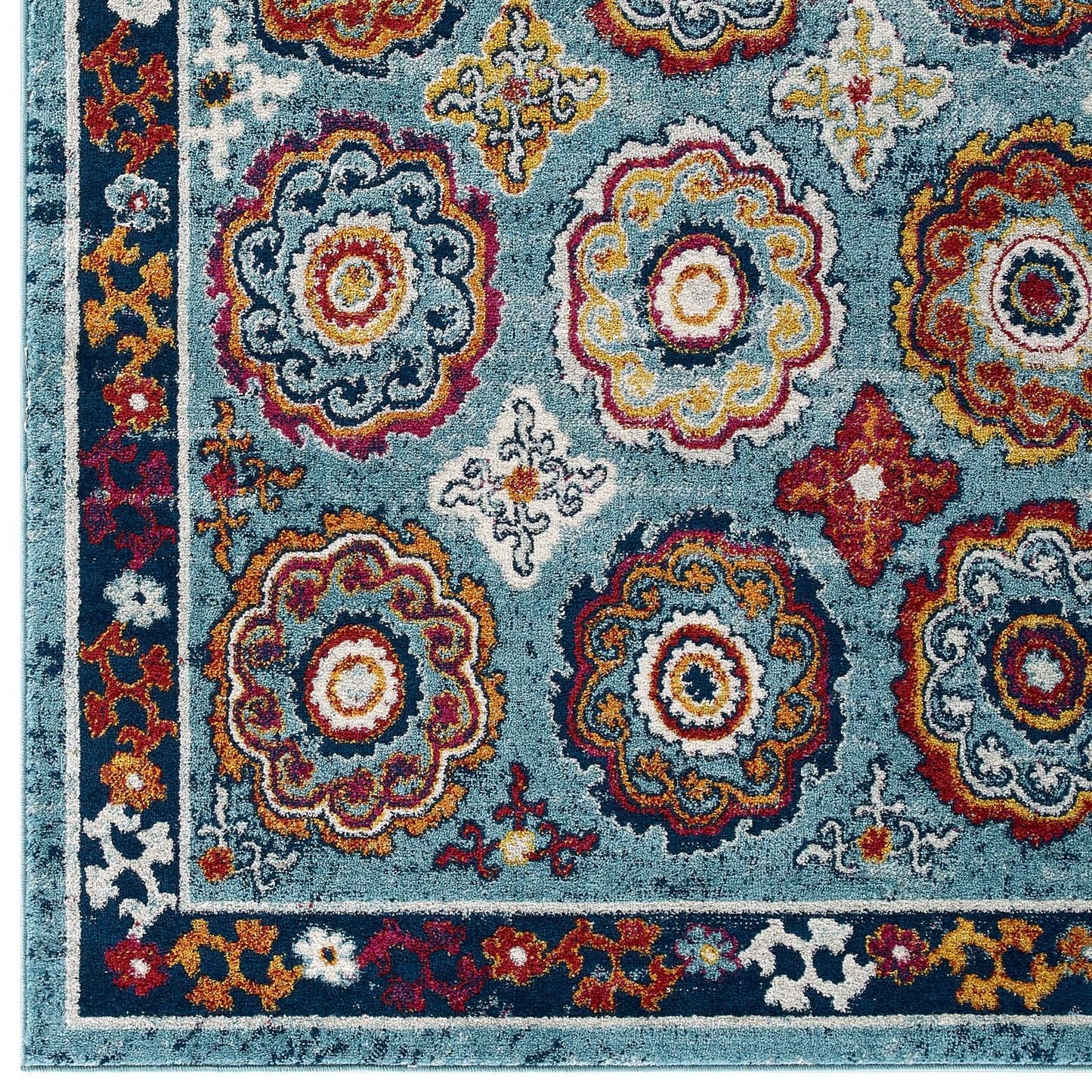 Entourage Odile Distressed Floral Moroccan Trellis 8x10 Area Rug by Modway