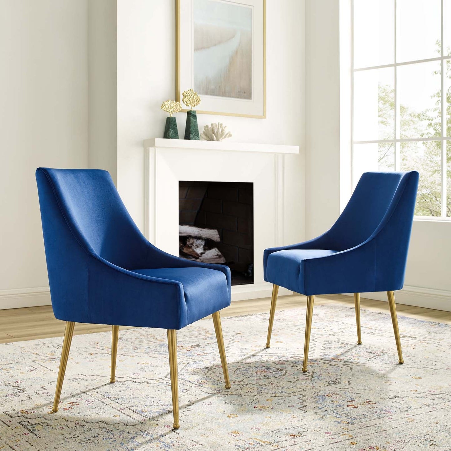 Discern Upholstered Performance Velvet Dining Chair Set of 2 by Modway