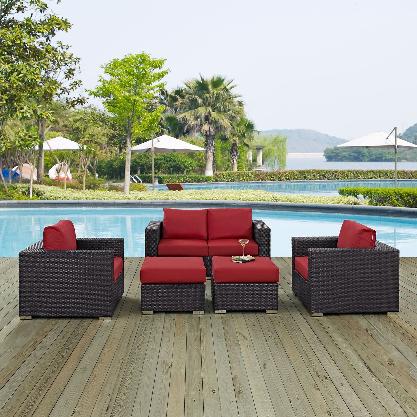 Convene 5 Piece Outdoor Patio Sofa Set by Modway