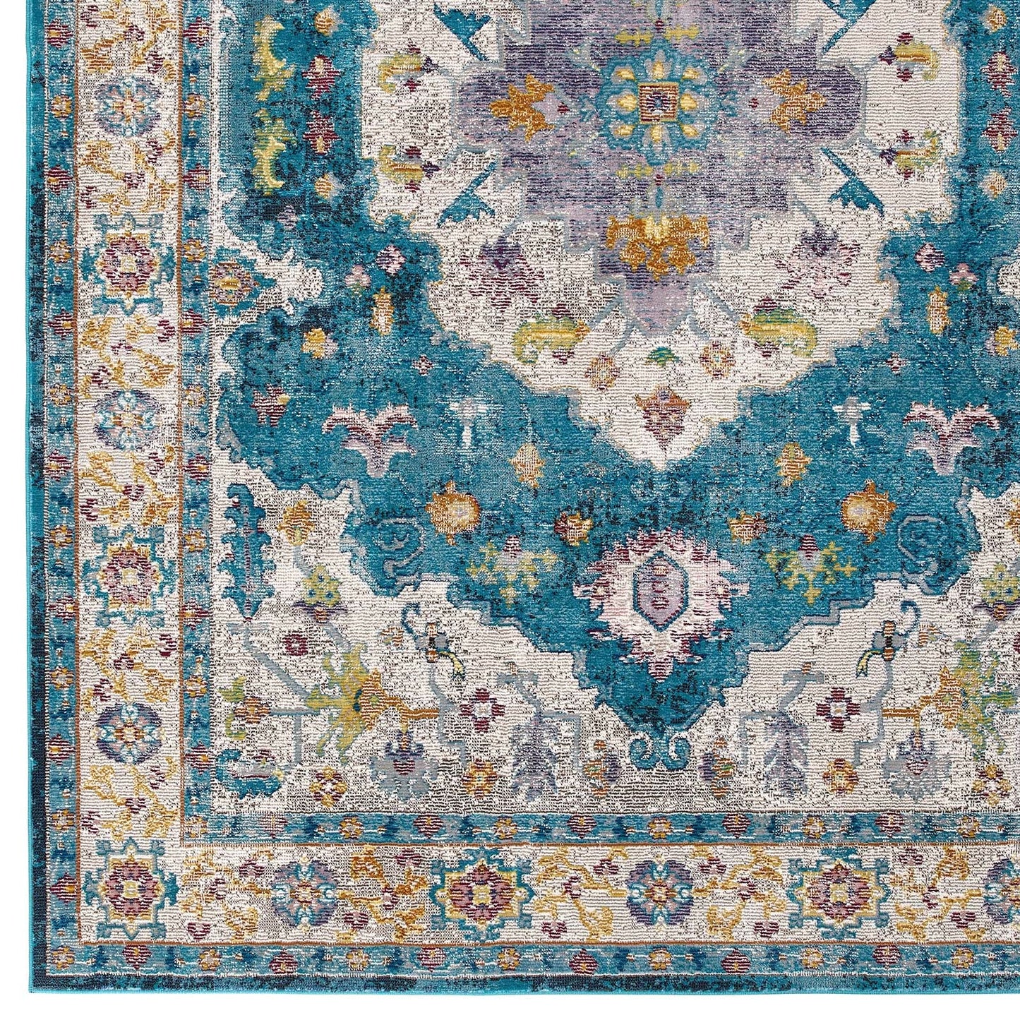 Success Anisah Distressed Floral Vintage Medallion 5x8 Area Rug by Modway