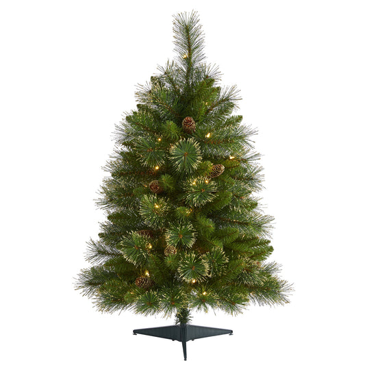 3' Golden Tip Washington Pine Artificial Christmas Tree w/ 50 Clear Lights