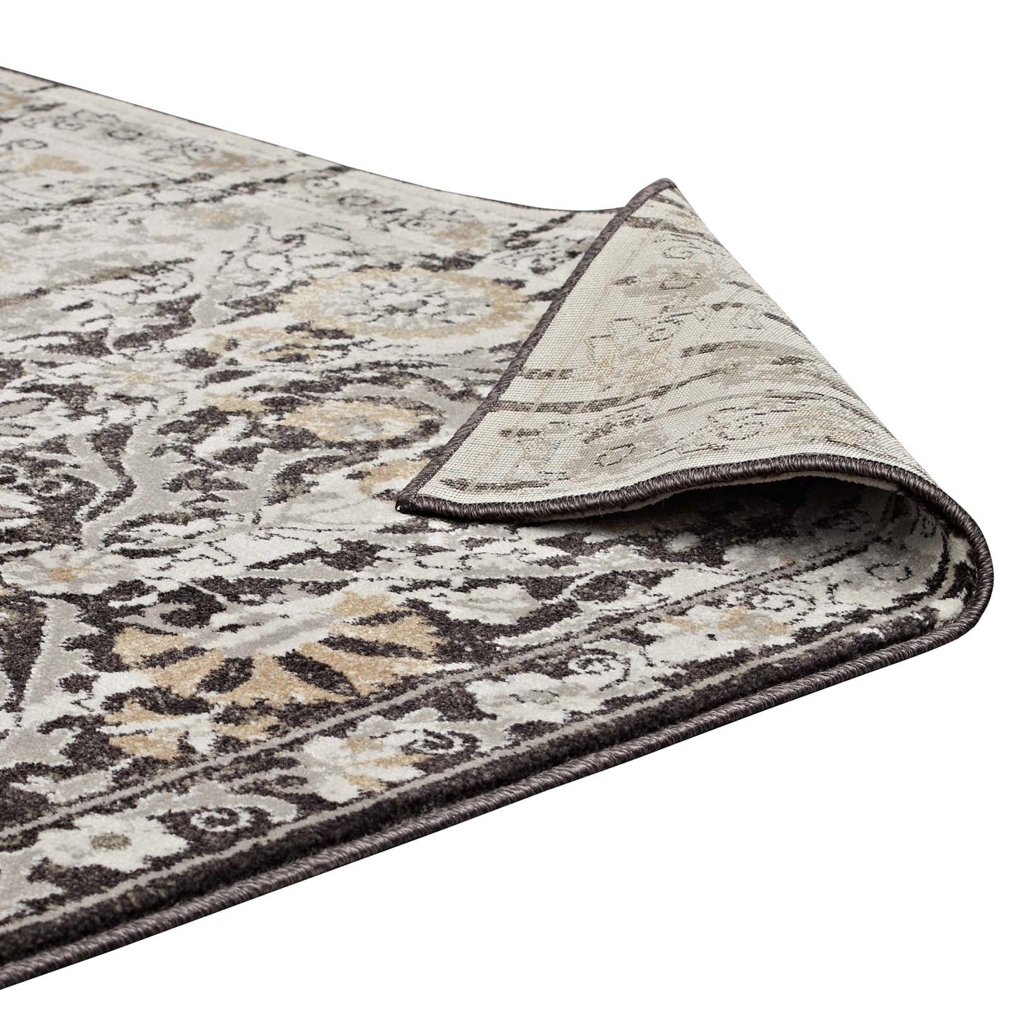 Ganesa Distressed Diamond Floral Lattice 8x10 Area Rug by Modway