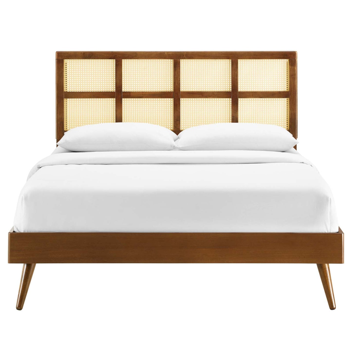Sidney Cane and Wood Queen Platform Bed With Splayed Legs by Modway