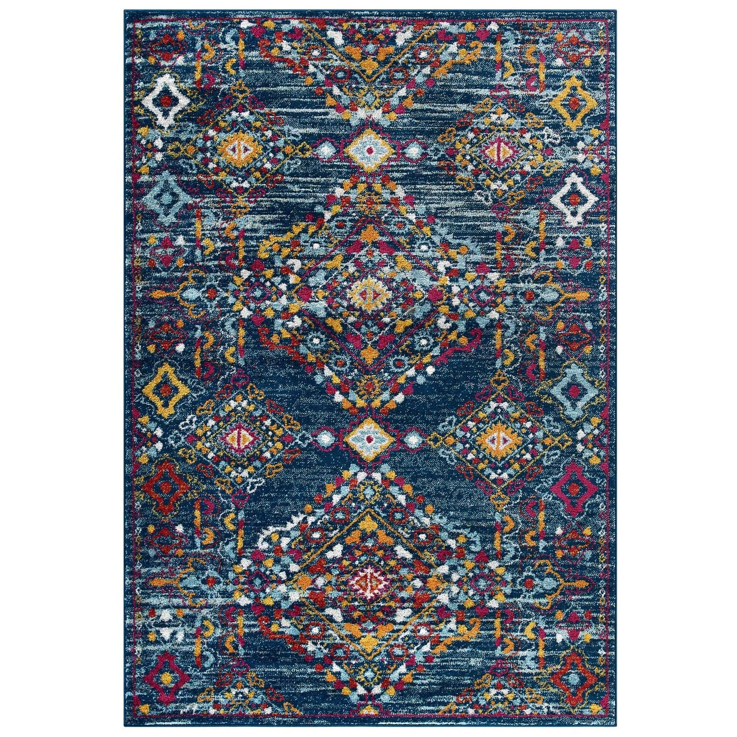 Entourage Khalida Distressed Vintage Floral Lattice 5x8 Area Rug by Modway