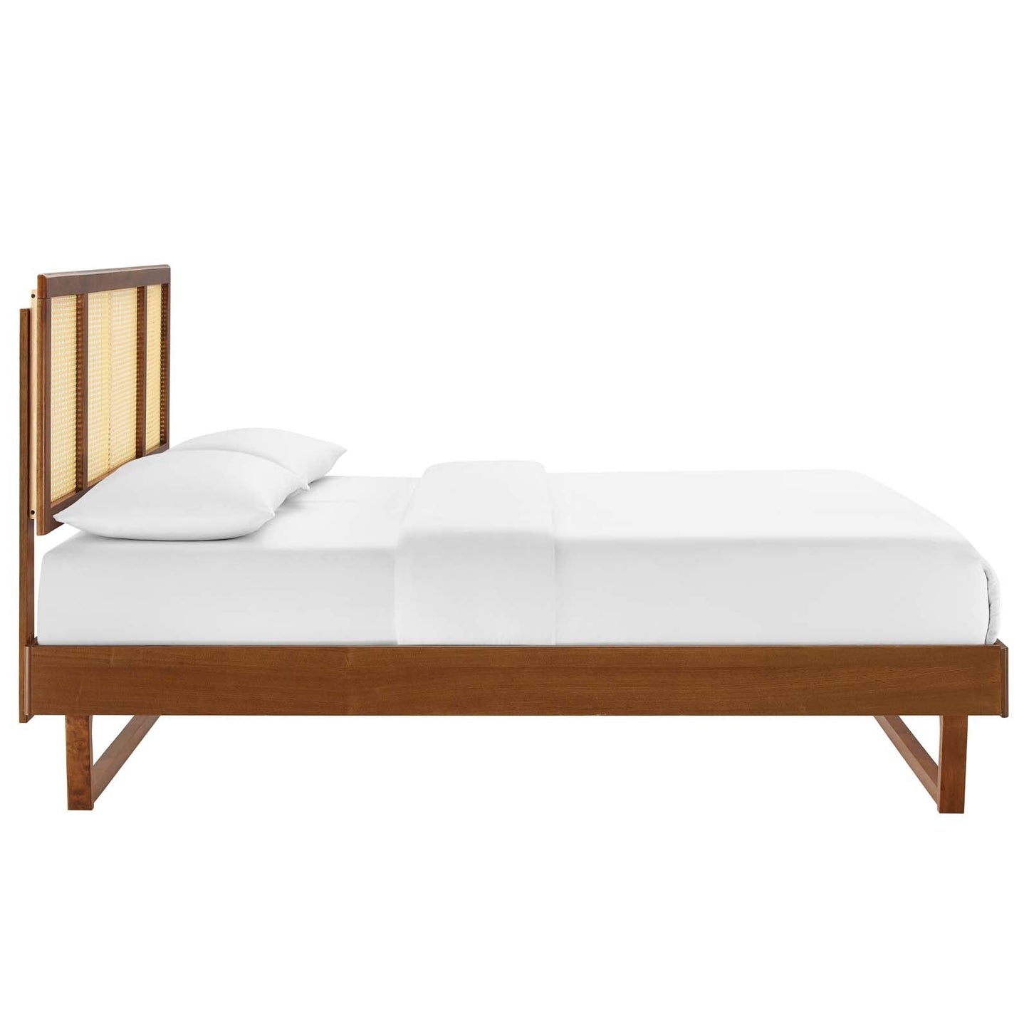 Kelsea Cane and Wood Queen Platform Bed With Angular Legs by Modway