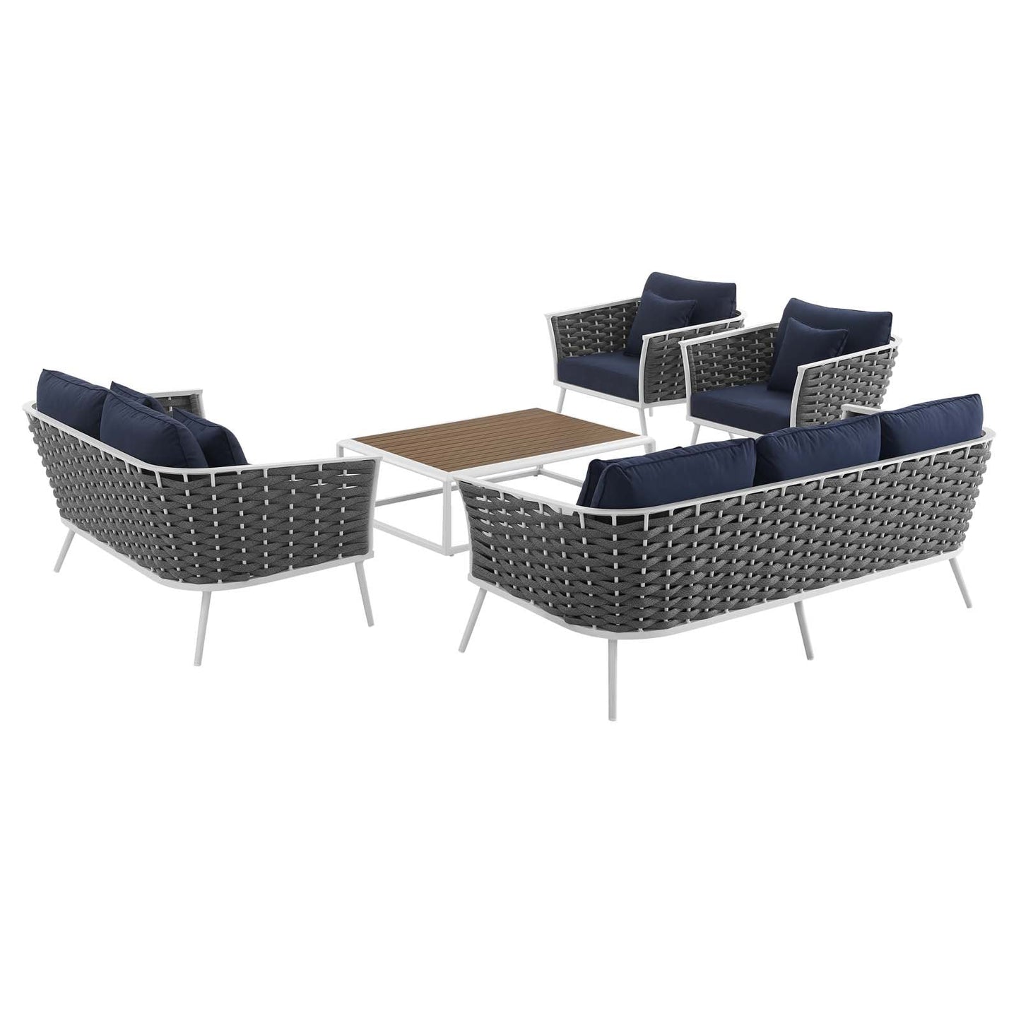 Stance 5 Piece Outdoor Patio Aluminum Sectional Sofa Set by Modway