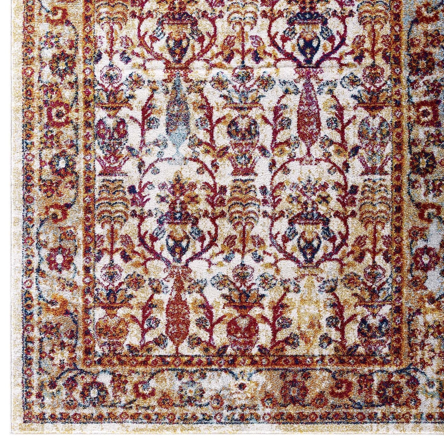 Entourage Jessa Distressed Vintage Floral Lattice 5x8 Area Rug by Modway