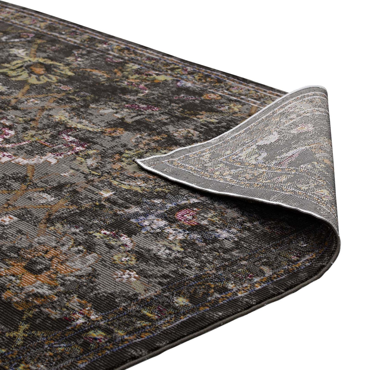 Minu Distressed Floral Lattice 4x6 Area Rug by Modway