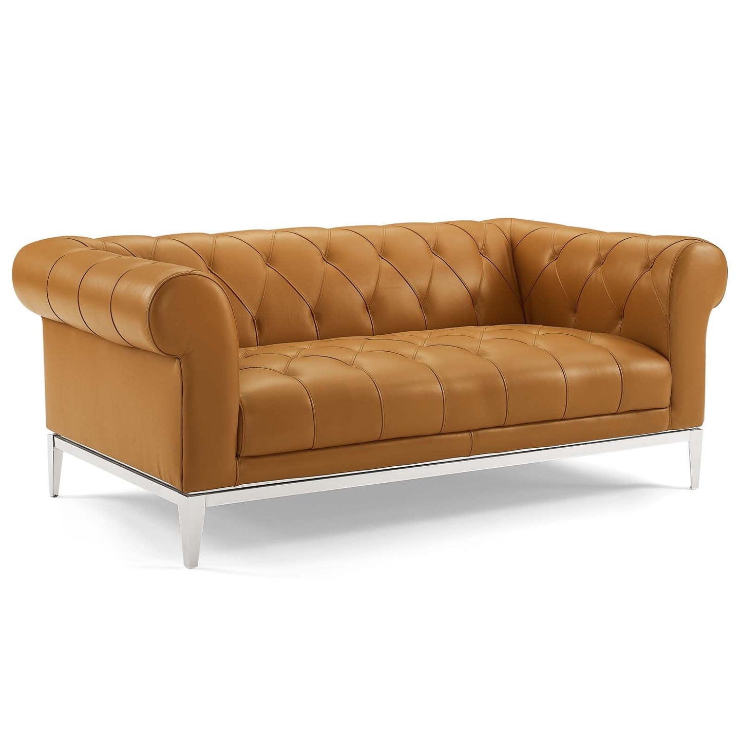 Idyll Tufted Upholstered Leather Loveseat and Armc