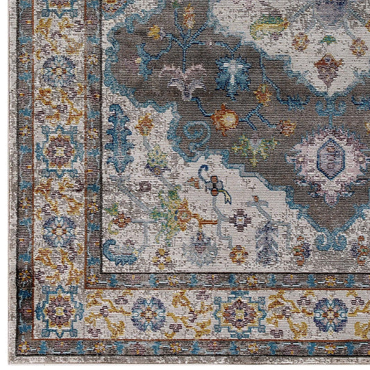 Success Anisah Distressed Floral Vintage Medallion 4x6 Area Rug by Modway