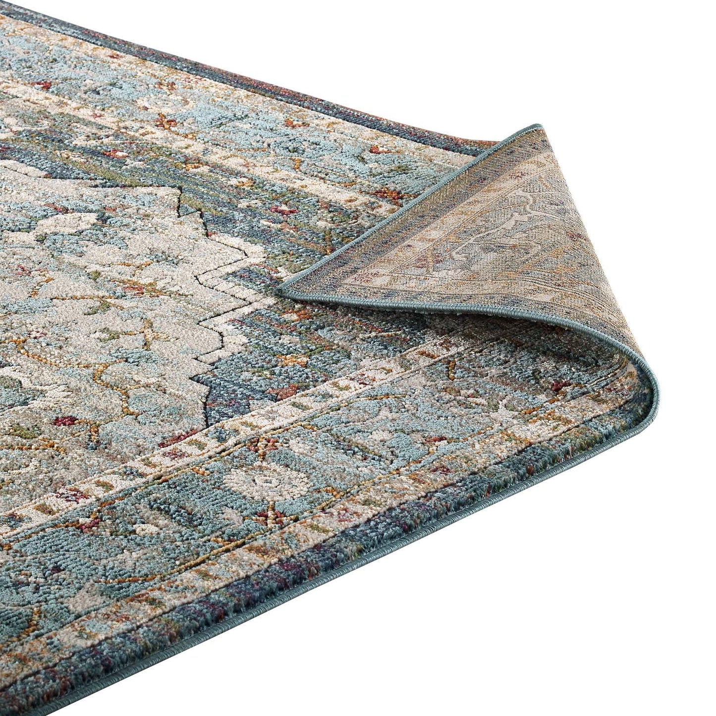 Tribute Diantha Distressed Vintage Floral Vintage Medallion 5x8 Area Rug by Modway