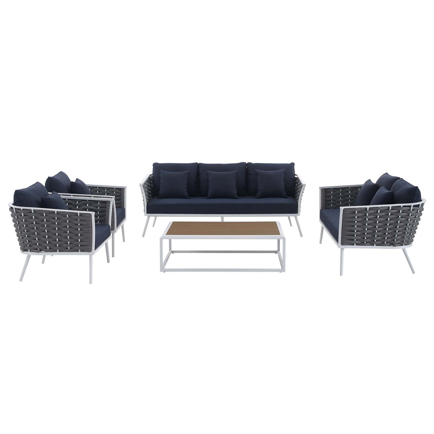 Stance 5 Piece Outdoor Patio Aluminum Sectional Sofa Set by Modway