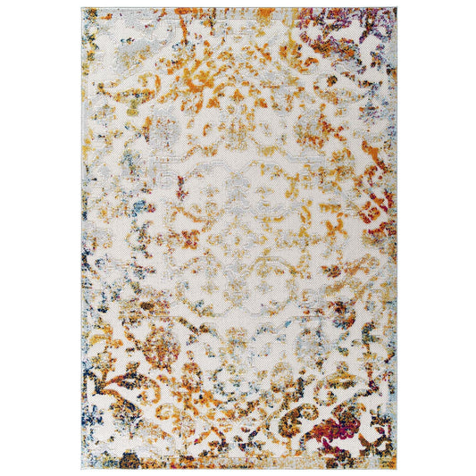 Reflect Primrose Ornate Floral Lattice 8x10 Indoor/Outdoor Area Rug by Modway