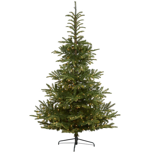 7.5' Layered Washington Spruce Artificial Christmas Tree w 550 Clear LED Lights