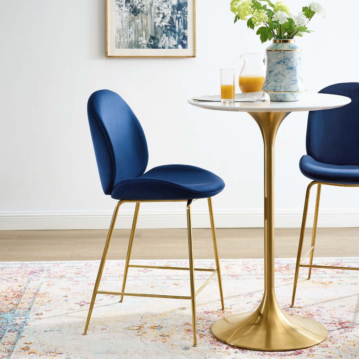 Scoop Gold Stainless Steel Leg Performance Velvet Counter Stool by Modway