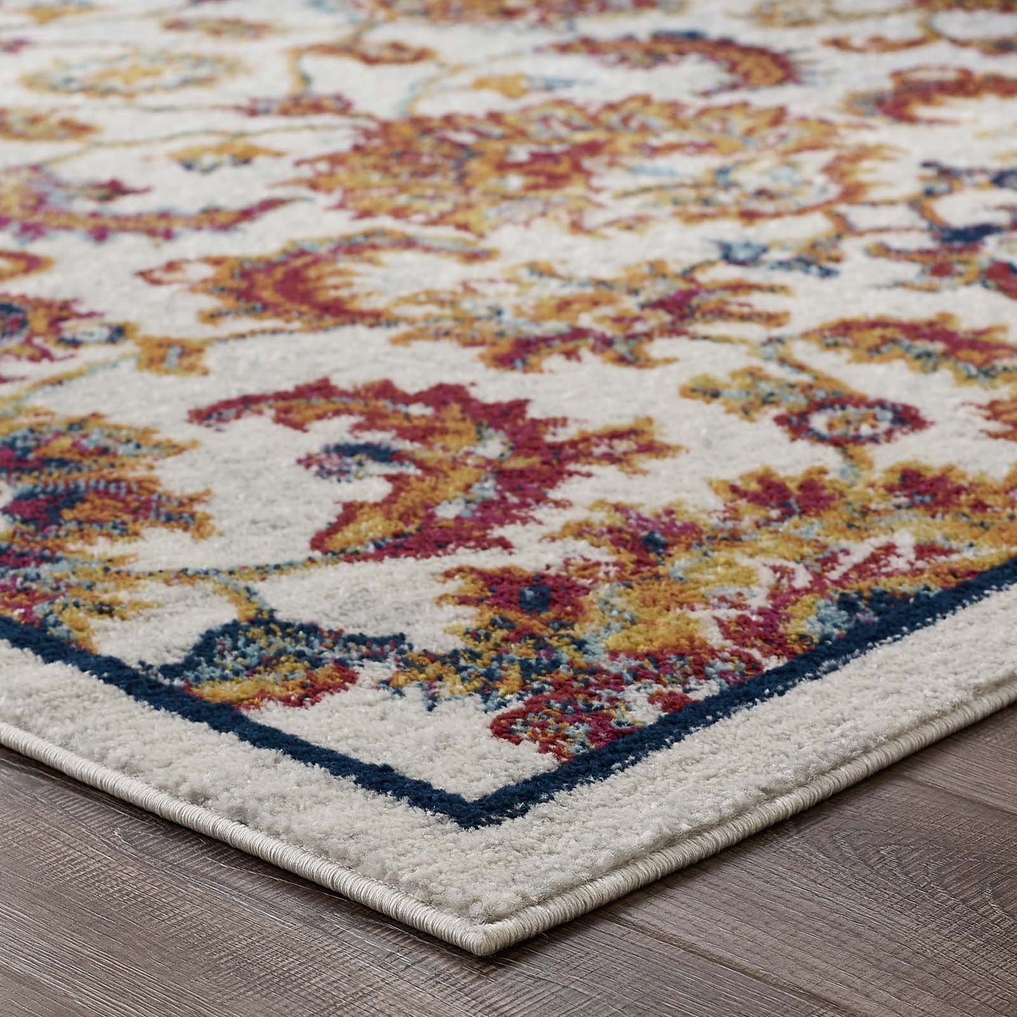 Entourage Azami Distressed Vintage Floral Lattice 8x10 Area Rug by Modway