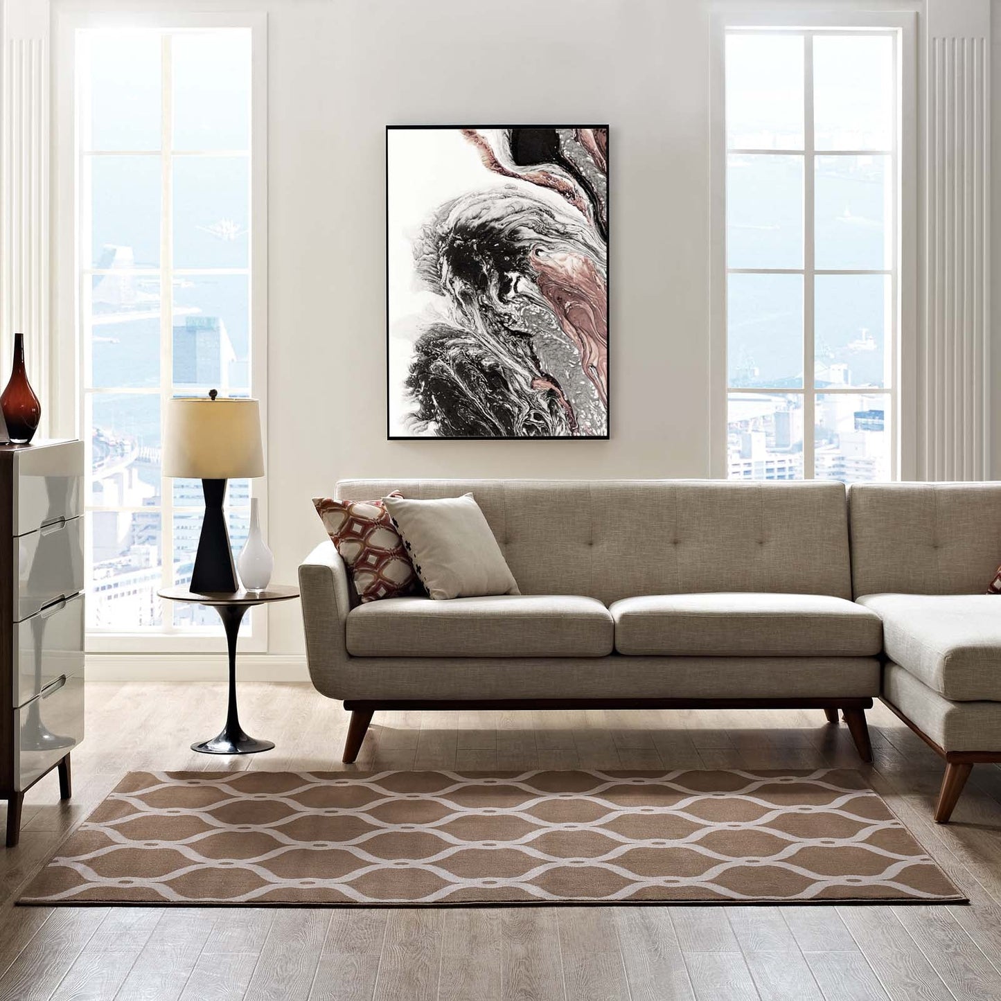 Beltara Chain Link Transitional Trellis 8x10 Area Rug by Modway