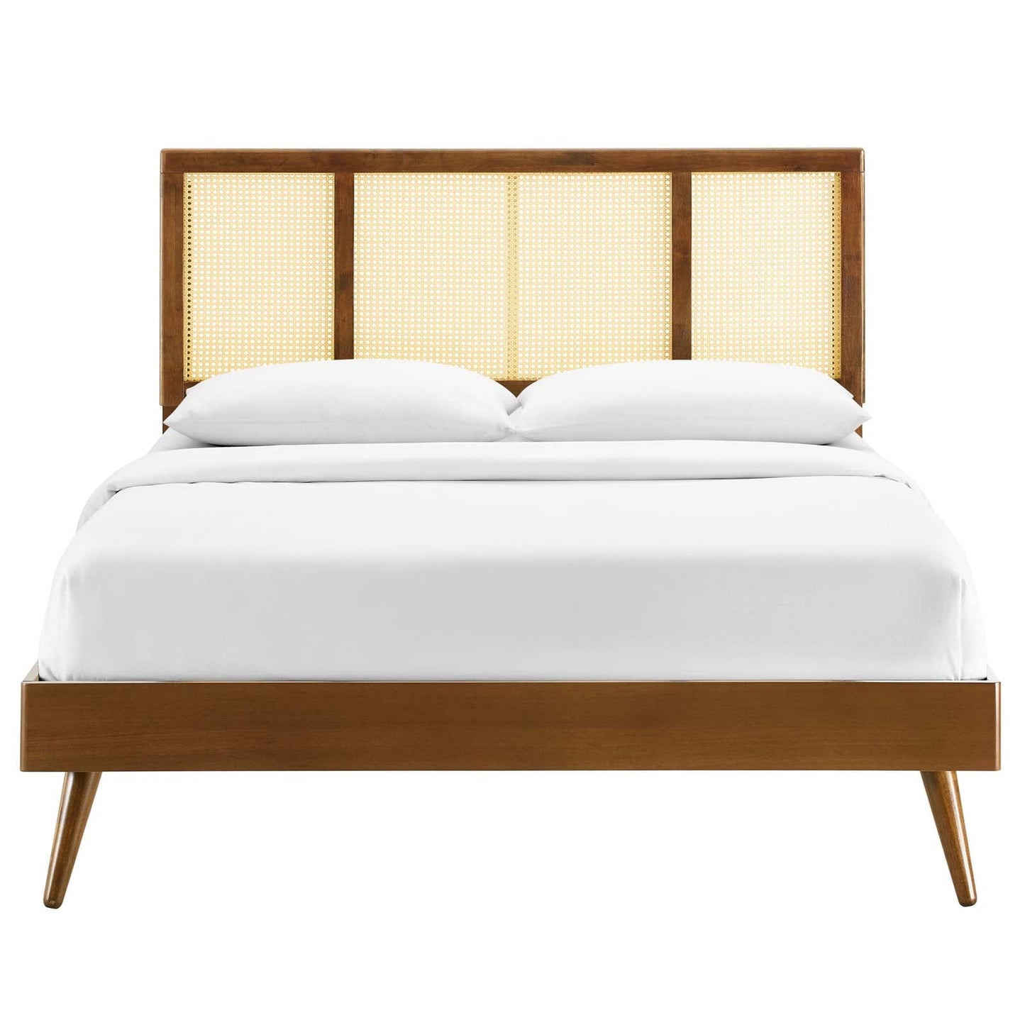 Kelsea Cane and Wood Full Platform Bed With Splayed Legs by Modway
