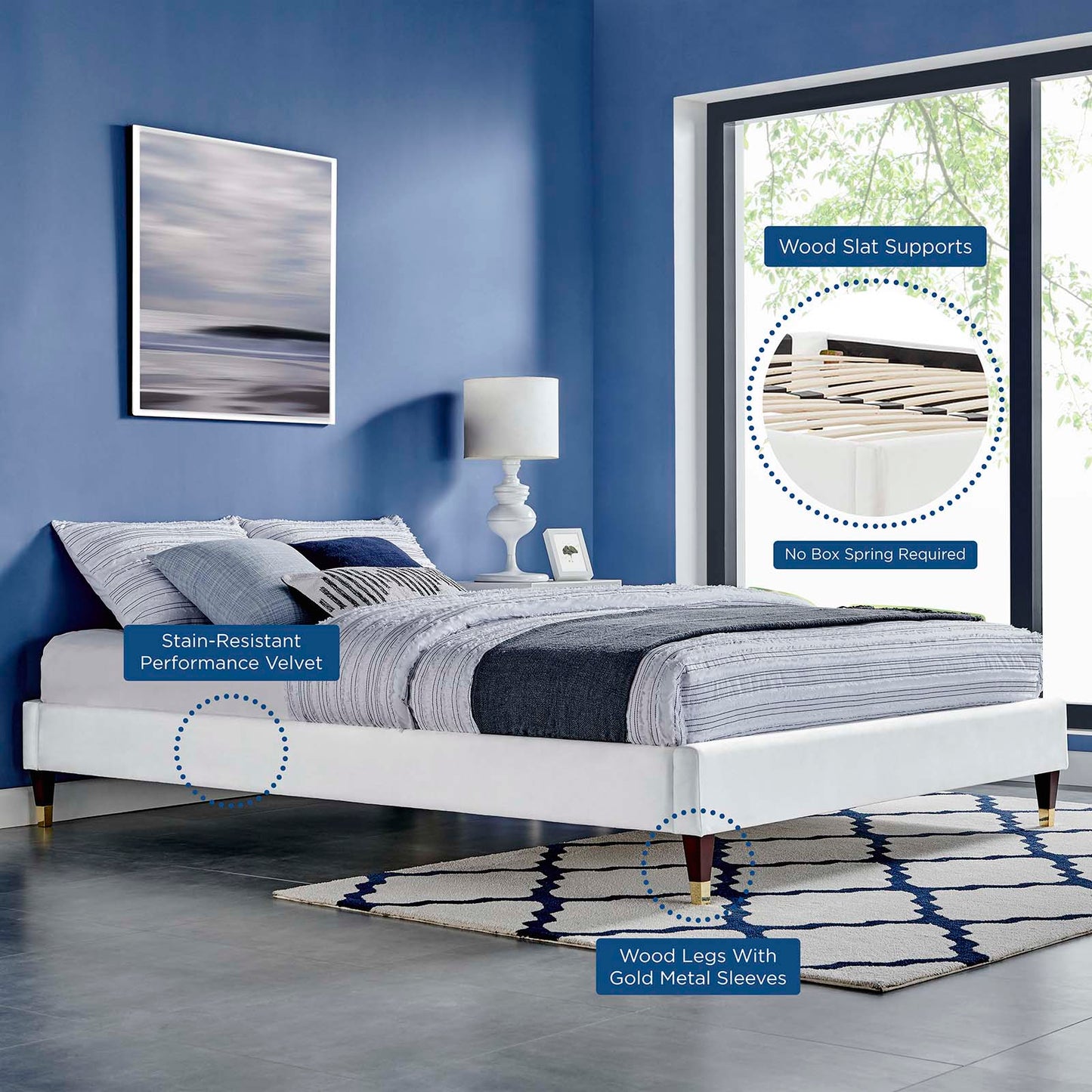 Harlow Performance Velvet Twin Platform Bed Frame by Modway