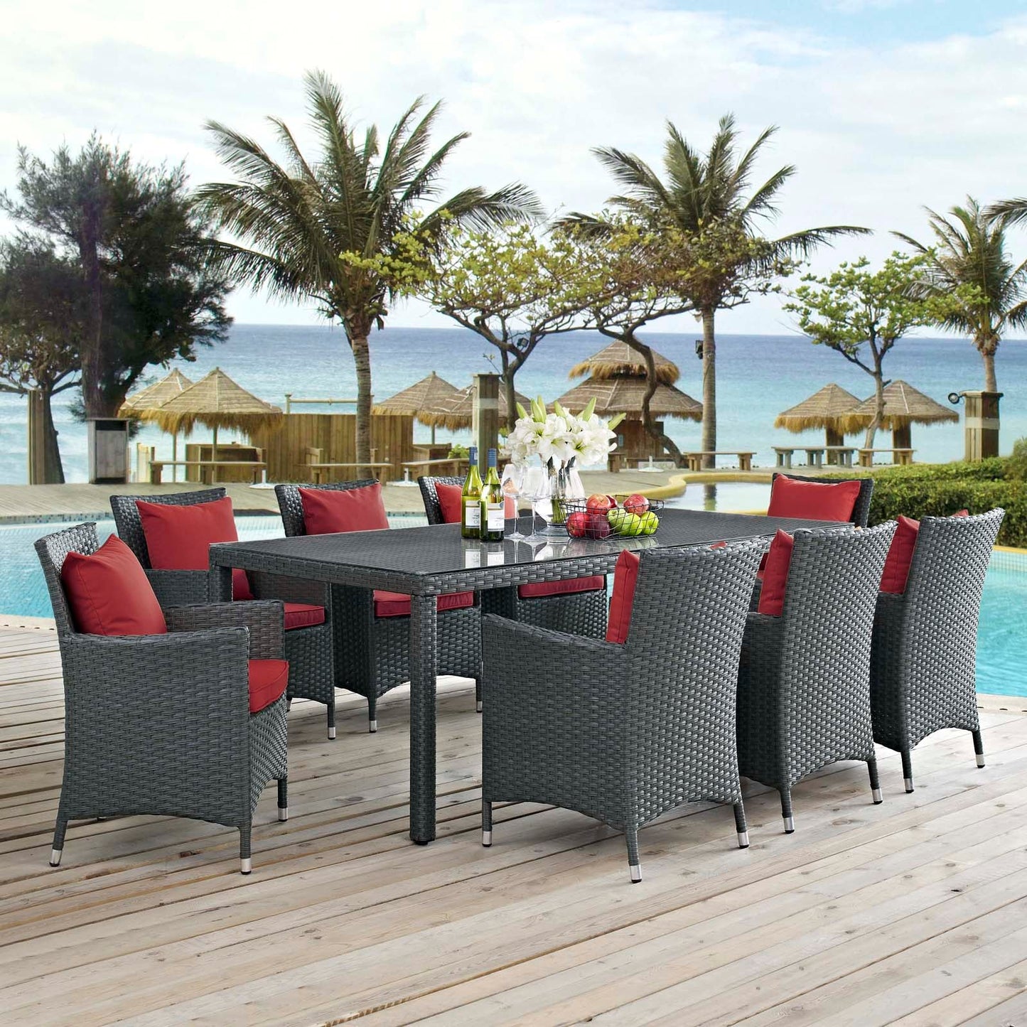 Sojourn 9 Piece Outdoor Patio Sunbrella¨ Dining Set by Modway