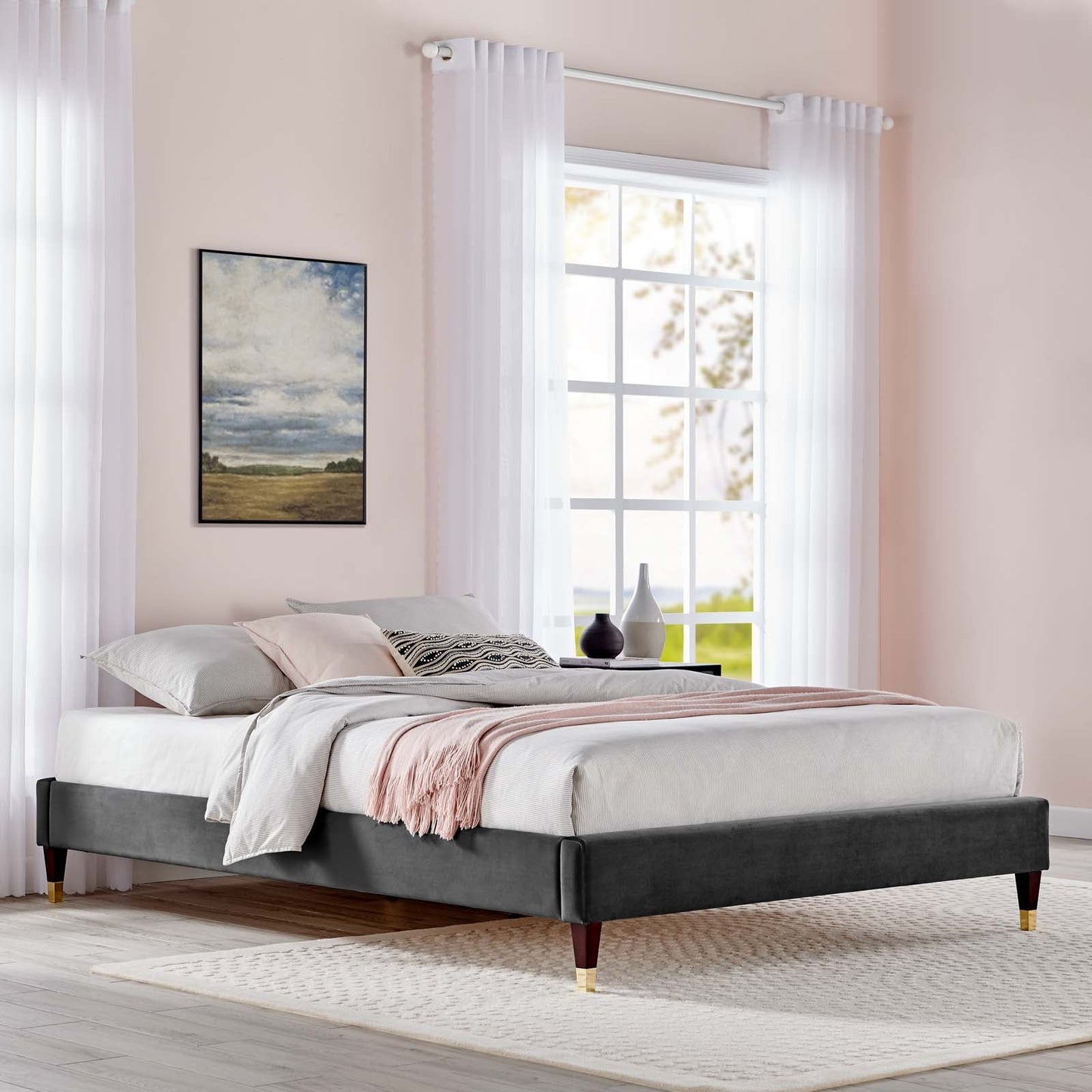 Harlow Performance Velvet King Platform Bed Frame by Modway