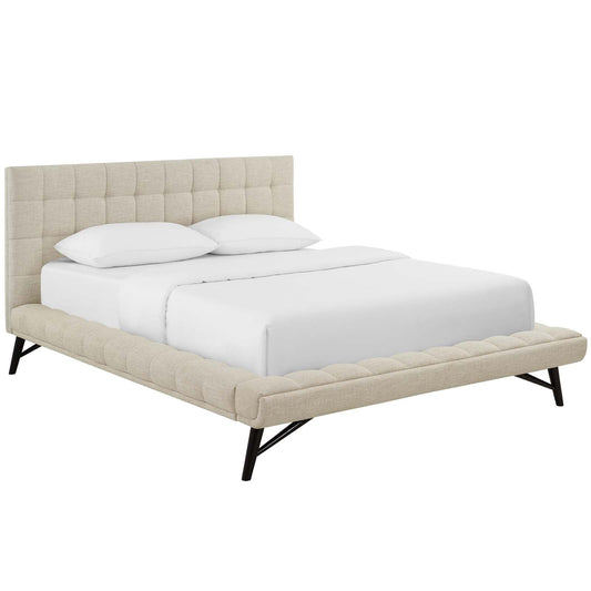 Julia Biscuit Tufted Upholstered Fabric Queen Platform Bed by Modway