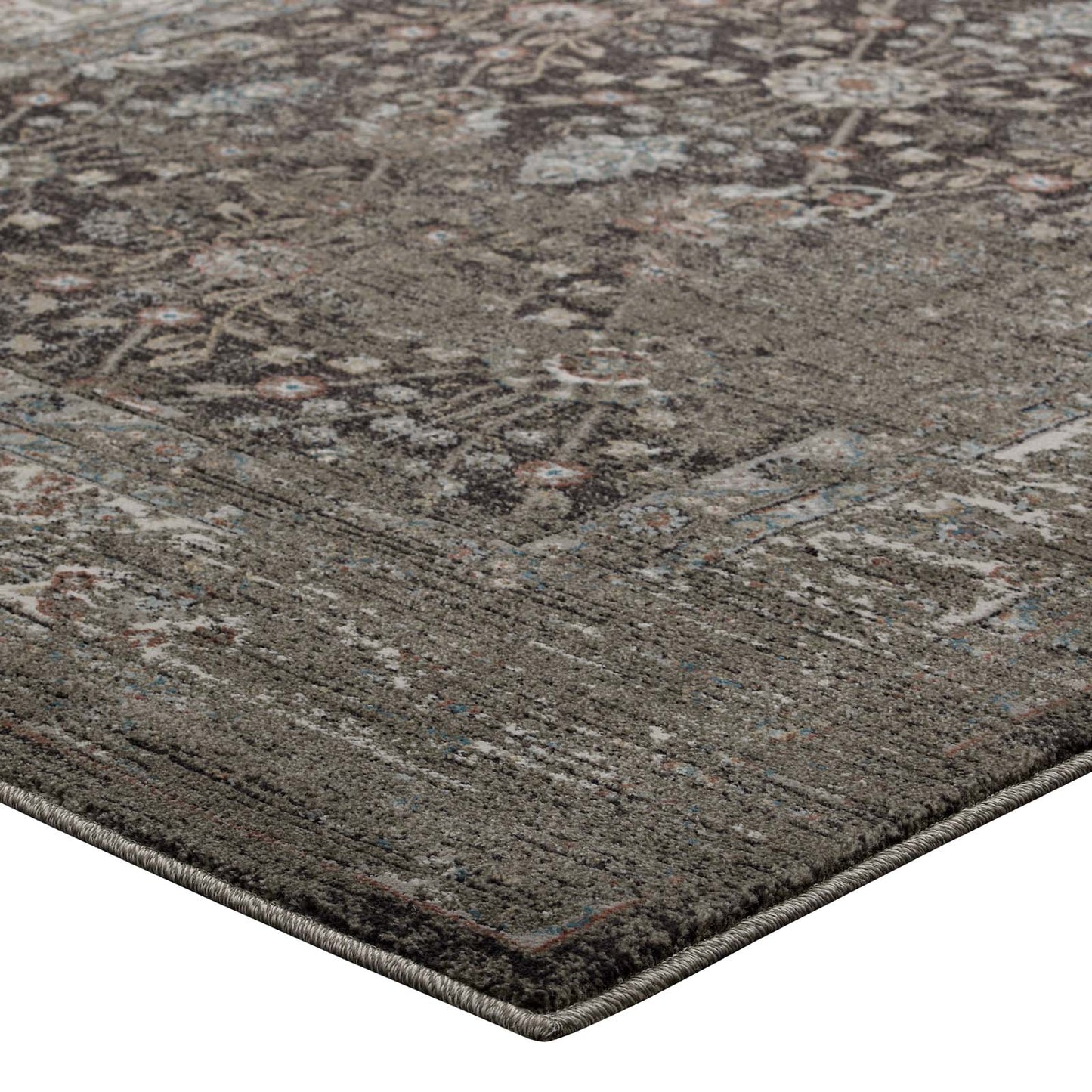 Berit Distressed Vintage Floral Lattice 5x8 Area Rug by Modway